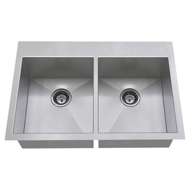 Edgewater 33"x 22" Double Bowl Stainless Steel Dual Mount Kitchen Sink