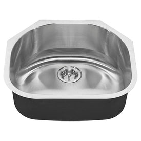 Portsmouth 23-1/8" Single Bowl D-Shape Stainless Steel Undermount Kitchen Sink with Drain