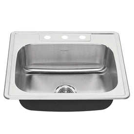 Colony 25" x 22" Single Bowl Stainless Steel Drop-In Kitchen Sink with 3 Holes
