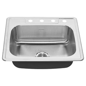 Colony 25" x 22" Single Bowl Stainless Steel Drop-In Kitchen Sink with 4 Holes