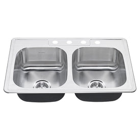 Colony 33" x 22" Double Bowl ADA Stainless Steel Drop-In Kitchen Sink with 4 Holes