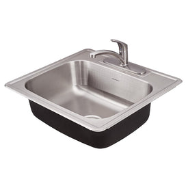 Colony 25" x 22" Single Bowl ADA Stainless Steel Drop-In Kitchen Sink with Faucet