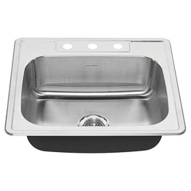 Colony 25" x 22" Single Bowl ADA Stainless Steel Drop-In Kitchen Sink with 3 Holes