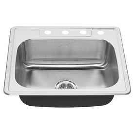 Colony 25" x 22" Single Bowl ADA Stainless Steel Drop-In Kitchen Sink with 4 Holes