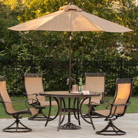 Monaco Five-Piece Outdoor Dining Set with 9' Table Umbrella