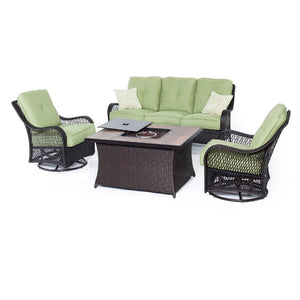 ORLEANS4PCFP-GRN-A Outdoor/Patio Furniture/Patio Conversation Sets