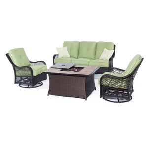 ORLEANS4PCFP-GRN-B Outdoor/Patio Furniture/Patio Conversation Sets