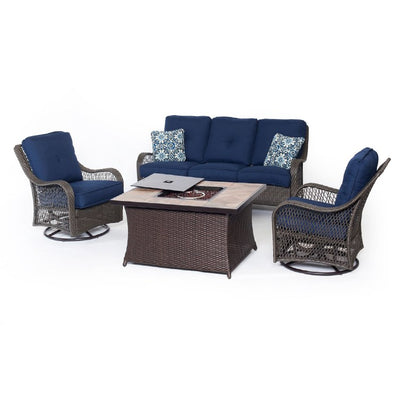 ORLEANS4PCFP-NVY-B Outdoor/Patio Furniture/Patio Conversation Sets