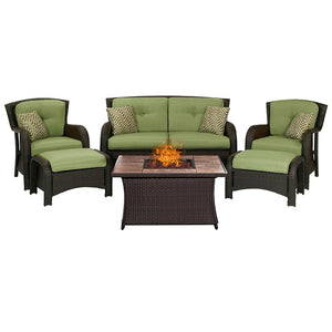 STRATH6PCFP-GRN-TN Outdoor/Patio Furniture/Patio Conversation Sets