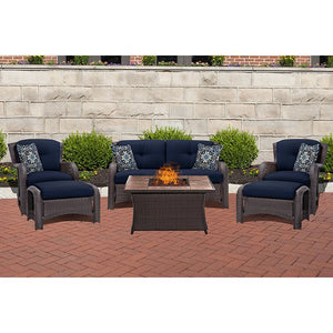 STRATH6PCFP-NVY-TN Outdoor/Patio Furniture/Patio Conversation Sets