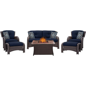 STRATH6PCFP-NVY-WG Outdoor/Patio Furniture/Patio Conversation Sets