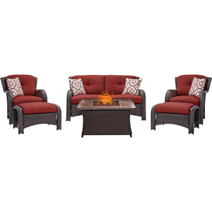 STRATH6PCFP-RED-WG Outdoor/Patio Furniture/Patio Conversation Sets