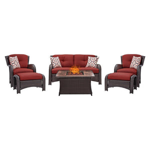 STRATH6PCFP-RED-WG Outdoor/Patio Furniture/Patio Conversation Sets