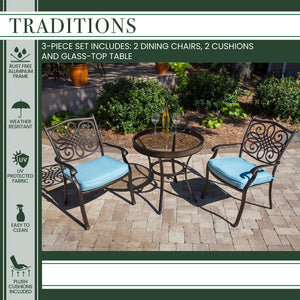 TRADDN3PCG-BLU Outdoor/Patio Furniture/Outdoor Bistro Sets