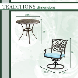 TRADDN3PCSW-BLU Outdoor/Patio Furniture/Outdoor Bistro Sets