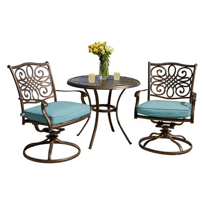 Product Image: TRADDN3PCSW-BLU Outdoor/Patio Furniture/Outdoor Bistro Sets