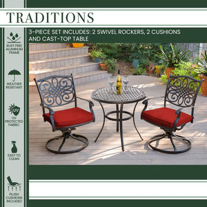 TRADDN3PCSW-RED Outdoor/Patio Furniture/Outdoor Bistro Sets