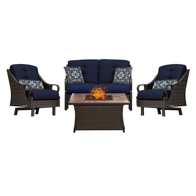 Product Image: VEN4PCFP-NVY-TN Outdoor/Patio Furniture/Patio Conversation Sets