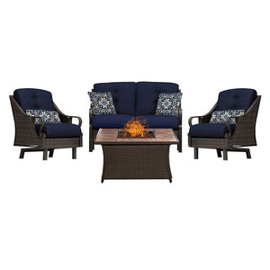 VEN4PCFP-NVY-TN Outdoor/Patio Furniture/Patio Conversation Sets