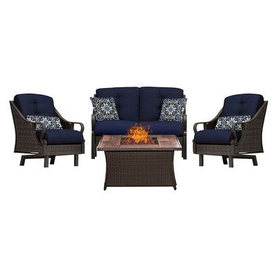 Product Image: VEN4PCFP-NVY-WG Outdoor/Patio Furniture/Patio Conversation Sets