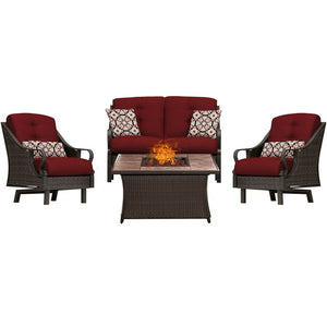 VEN4PCFP-RED-TN Outdoor/Patio Furniture/Patio Conversation Sets