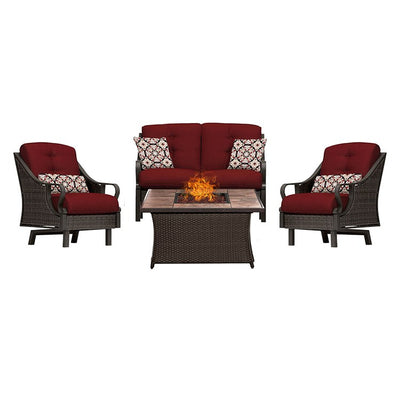 VEN4PCFP-RED-TN Outdoor/Patio Furniture/Patio Conversation Sets