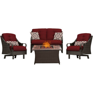 VEN4PCFP-RED-WG Outdoor/Patio Furniture/Patio Conversation Sets