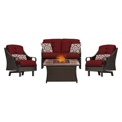 Product Image: VEN4PCFP-RED-WG Outdoor/Patio Furniture/Patio Conversation Sets