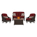 VEN4PCFP-RED-WG Outdoor/Patio Furniture/Patio Conversation Sets