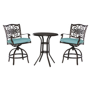 TRAD3PCSWBR-BLU Outdoor/Patio Furniture/Patio Dining Sets