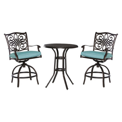 Product Image: TRAD3PCSWBR-BLU Outdoor/Patio Furniture/Patio Dining Sets