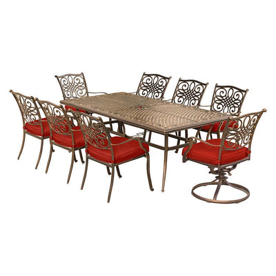 Product Image: TRAD9PCSW2-RED Outdoor/Patio Furniture/Patio Dining Sets