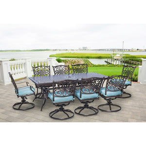 TRAD9PCSW8-BLU Outdoor/Patio Furniture/Patio Dining Sets