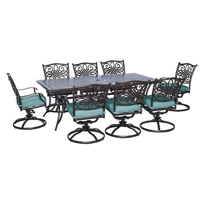Product Image: TRAD9PCSW8-BLU Outdoor/Patio Furniture/Patio Dining Sets