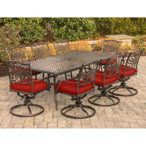 TRAD9PCSW8-RED Outdoor/Patio Furniture/Patio Dining Sets