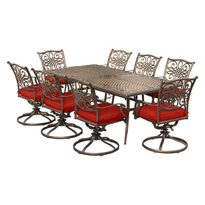 TRAD9PCSW8-RED Outdoor/Patio Furniture/Patio Dining Sets