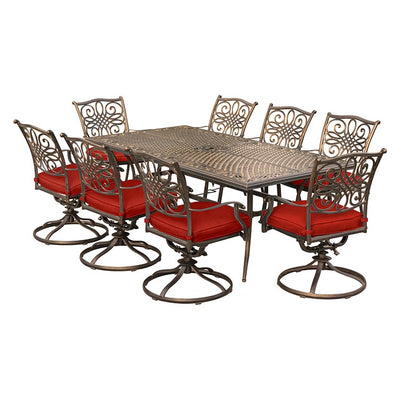 Product Image: TRAD9PCSW8-RED Outdoor/Patio Furniture/Patio Dining Sets