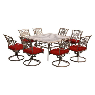 Product Image: TRAD9PCSWSQ8-RED Outdoor/Patio Furniture/Patio Dining Sets