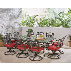 TRADDN11PCSW10-RED Outdoor/Patio Furniture/Patio Dining Sets