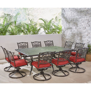 TRADDN11PCSW10-RED Outdoor/Patio Furniture/Patio Dining Sets