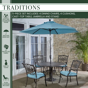 TRADDN5PC-B-SU Outdoor/Patio Furniture/Patio Dining Sets