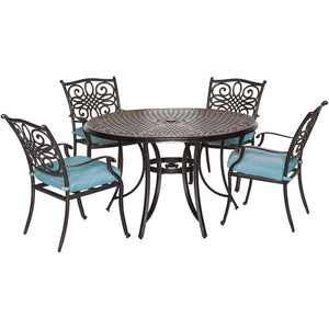 TRADDN5PC-BLU Outdoor/Patio Furniture/Patio Dining Sets