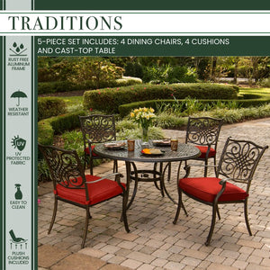 TRADDN5PC-RED Outdoor/Patio Furniture/Patio Dining Sets