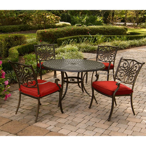 TRADDN5PC-RED Outdoor/Patio Furniture/Patio Dining Sets