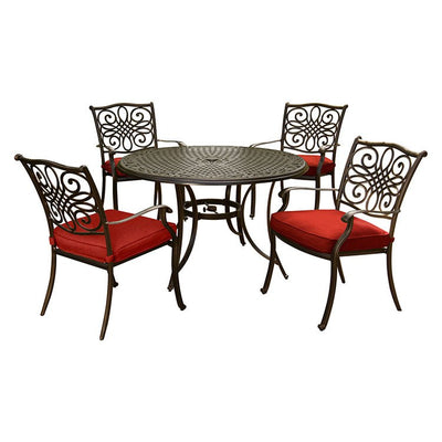 Product Image: TRADDN5PC-RED Outdoor/Patio Furniture/Patio Dining Sets