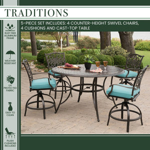 TRADDN5PCBR-BLU Outdoor/Patio Furniture/Patio Bar Furniture