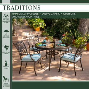 TRADDN5PCG-BLU Outdoor/Patio Furniture/Patio Dining Sets