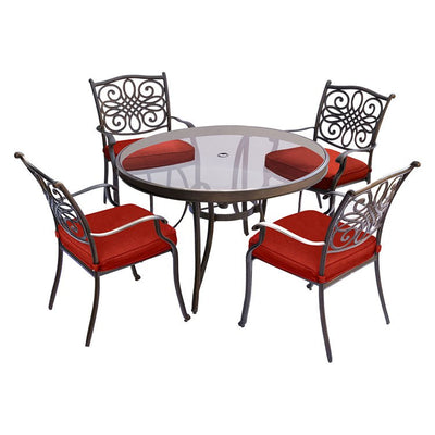 Product Image: TRADDN5PCG-RED Outdoor/Patio Furniture/Patio Dining Sets