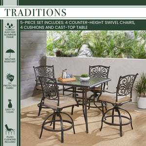 TRADDN5PCSQBR Outdoor/Patio Furniture/Patio Dining Sets