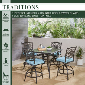 TRADDN5PCSQBR-B Outdoor/Patio Furniture/Patio Dining Sets